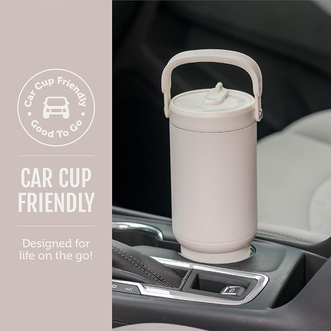 Ello Oasis Go+ 32oz Tumbler with Top Handle and Retracting Straw | Reusable Insulated Stainless Steel Cup, 100% Leakproof Water Bottle, 24 Hours Cold, Cup Holder Friendly For Travel | Wild Dot