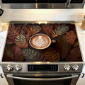 Stove Top Cover for Electric Stove 28.4 x 20.5 Inch Non Slip Stove Mat Oil Proof Coffee Leaves Glass Cooktop Protector Kitchen Counter Mat