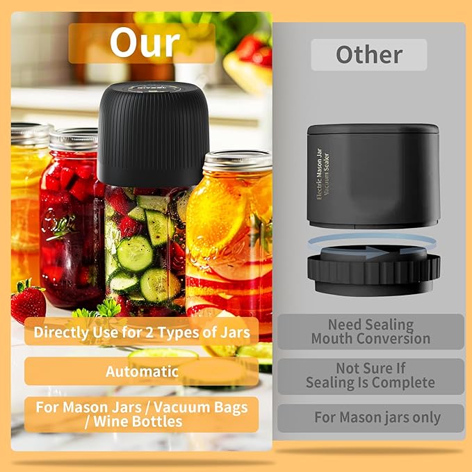 Electric Mason Jar Vacuum Sealer Kit for Wide-Mouth & Regular-Mouth Mason Jars, Food Saver Vacuum Canning Sealer Machine (Sapphire Can Opener)