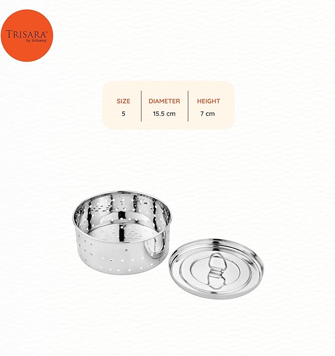 Trisara Stainless Steel Round Paneer Maker/Mould with Lid | 15.5 cm |Size 5 | Curd/Cheese/Tofu Maker | Strainer for Paneer/Tofu | Homemade Paneer Press/Machine