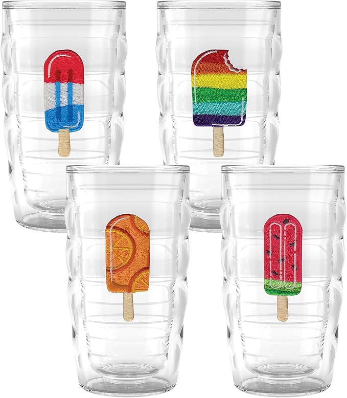 Tervis Ice Popsicle Collection Made in USA Double Walled Insulated Tumbler Travel Cup Keeps Drinks Cold & Hot, 10oz Wavy - 4pk, Assorted