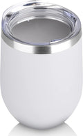 DOMICARE Stainless Steel Wine Tumbler Bulk with Lid, Personalized White Insulated Tumblers Set, 12oz Travel Coffee Cups Pack of 1