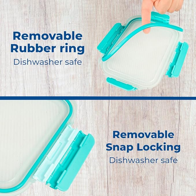 24 Piece Glass Microwave Dishwasher Safe Storage Prep Meal Containers with Lids Leak Proof (Blue)
