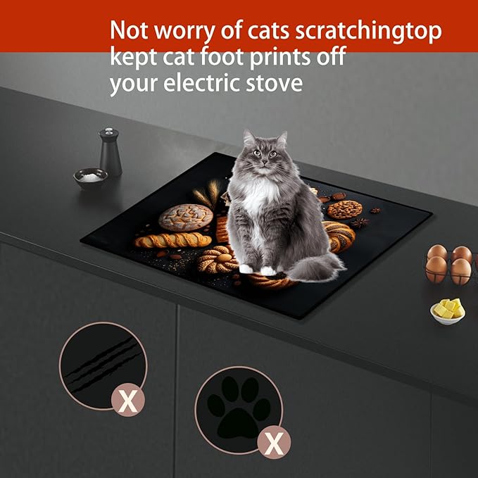 Electric Stove Cover Glass Top Stove Cover Protector Stove Top Covers For Electric Stove Flat Top Natural Rubber Anti-Slip Coating Expands Usable Space (27.9x20)