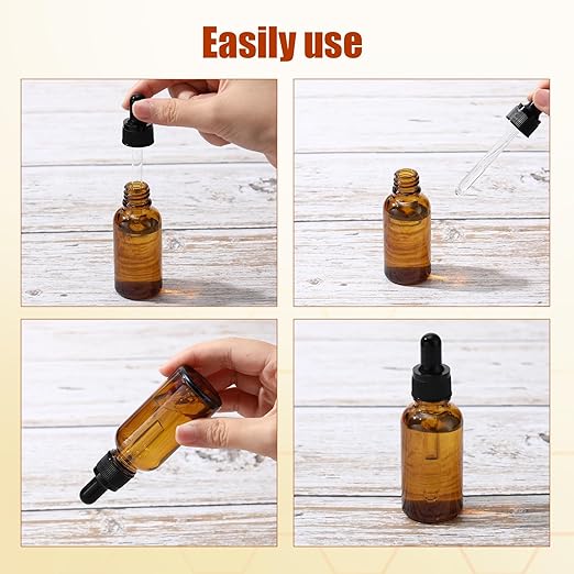 Jinei 240 Pcs 1 Oz/30 ml Dropper Bottles for Essential Oils, Amber Glass Bottles Tincture Bottles with Dropper Small Leak Proof Lab Dropping Bottles for Liquids, Perfumes, Travel Size