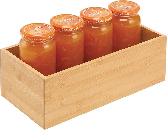 mDesign Kitchen Organiser — Rectangular Wooden Storage Box for Storing Tea, Coffee, Sugar and Other Foods in The Kitchen — Stackable Tea Bag Holder — Natural
