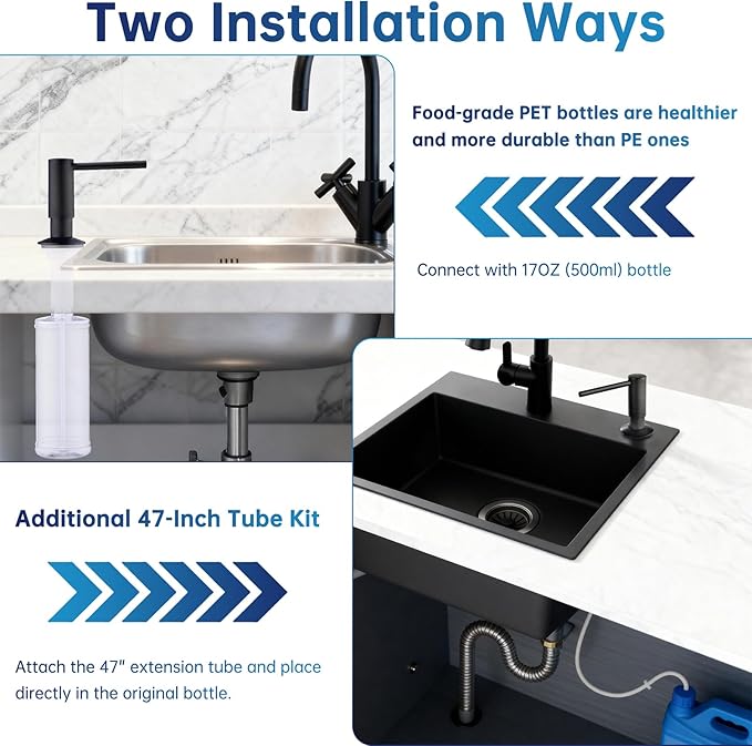 Avola Bronze Deck Mounted Lotion or Soap Dispenser for Kitchen Sink, Brass Pump Liquid Lotion Countertop Kitchen Sink Soap Dispensers with 47" Extension Tube Kit&17 OZ PET Bottle,Oil Rubber Bronze