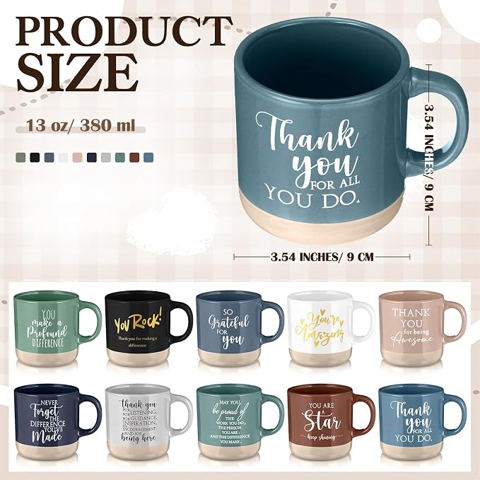 Didaey 30 Pcs Thank You Mugs Bulk Appreciation Gifts for Employee Coworkers Staff Teachers Motivational Ceramic Coffee Mugs Thank You Farewell Going Away Gifts for Coworkers(Classic)