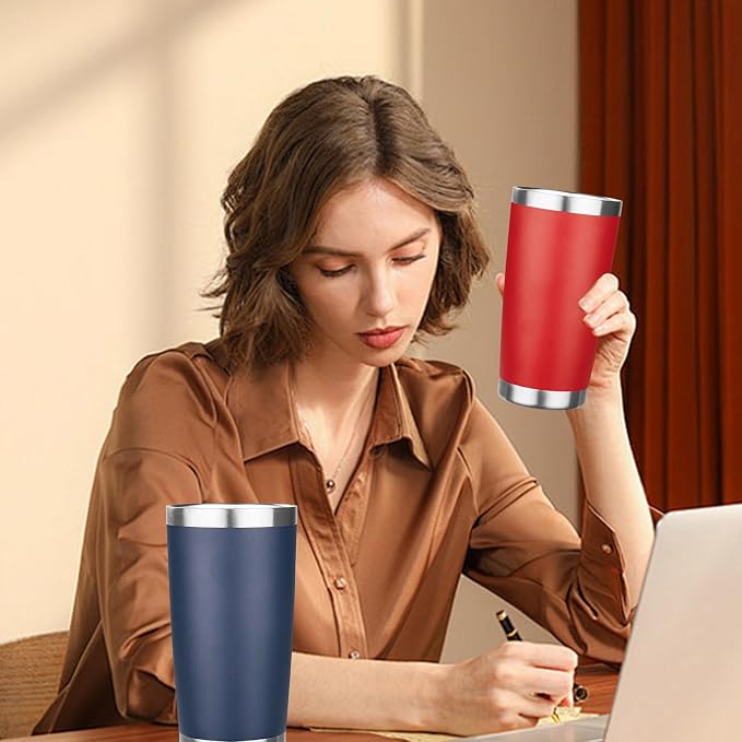 20oz Tumbler with Lid Stainless Steel Insulated Tumblers Travel Coffee Tumbler Bulk Double Wall Vacuum Insulated Water Cup Gifts for Christmas Women Men Her Him Home Office(Navy, 4pack)