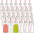 Irenare 40 Sets Plastic Small Milk Bottles with Straws and Metal Lids Clear Plastic Bottle for Dairy Milk Party Bottle for Milk Juices Shakes Smoothies, 40 Bottles and 40 Straws (Silver,8 oz)