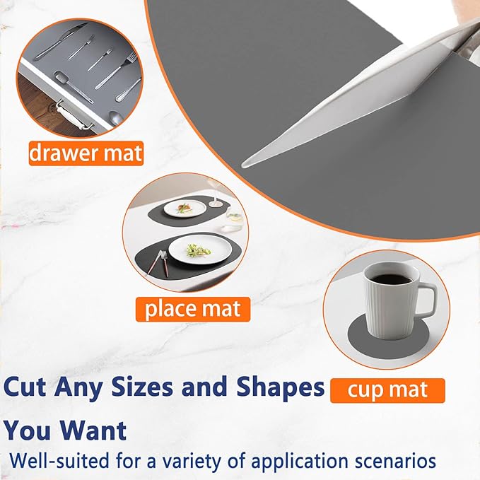 78.7''x23.6''(200cmx60cm) Extra Large Silicone Mat for Kitchen Counter, Heat Resistant Non-Slip Kitchen Island Protector Mat, Silicone Placemat for Countertop Protector, Light Gray