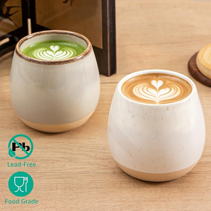 4pcs Japanese Tea Cups, 5.5OZ Vintage Espresso Cups, Handless Design Small Coffee Mugs, Microwave & Dishwasher Safe, Gift for Coffee Tea Lovers(4pcs Speckle)