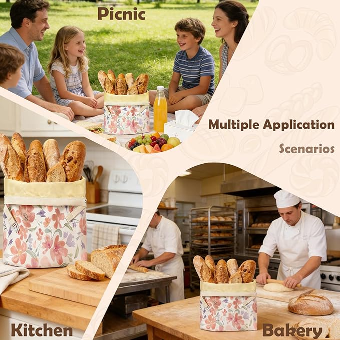 2 Pack Beeswax Bread Bags, Large 17'' x 13'' Reusable Bread Storage Bags with Natural Beeswax Liner, Cotton Cloth Sourdough Bread Bags for Homemade Bread Baking & Food Freezer Storage to Keep Fresh