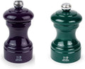 Peugeot Bistro Pepper and Salt Mill Set, 4in - Essential Kitchen Tools with Adjustable Grinding Precision, Beechwood Mills - Enhance Flavors in Everyday Cooking (Eggplant/Green)