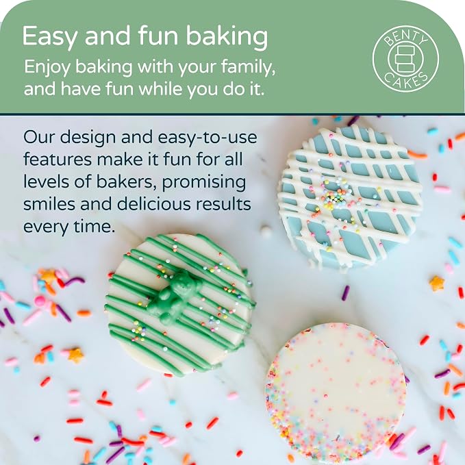 Benty Cakes – The Original Cake Puck Bonus Bundle Set – Better than a Cake Pop! Make Chocolate Covered Desserts – BPA Free Silicone – Includes 1 Mold Set, 2 Trays and 2 Scrapers – Green