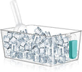 Havawish 1 Set Ice Bin and Flexible Scoop Set Plastic Freezer Ice Bin with Pull out Handle Storage Bucket Clear for Container with Bucket Scoop (10.83 x 7 x 4.33 in,Blue)