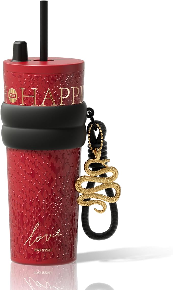 24 oz Tumbler with Lid and Straw, Insulated Coffee Mug Leak Proof, Portable Iced Travel Water Bottle, Reusable Thermal Coffee Cup, Gifts for Women, Red