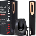 Rechargeable Electric Wine Bottle Opener - Charging Base and Foil Cutter Included with Automatic Wine Opener - Electric Corkscrew for Easy Cork Removal - Best Gift for Wine Lover (Black & Rose Gold)