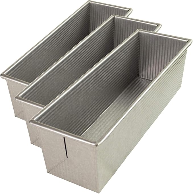 USA Pan Bakeware Pullman Loaf Pan, Large, Silver (Pack of 3)