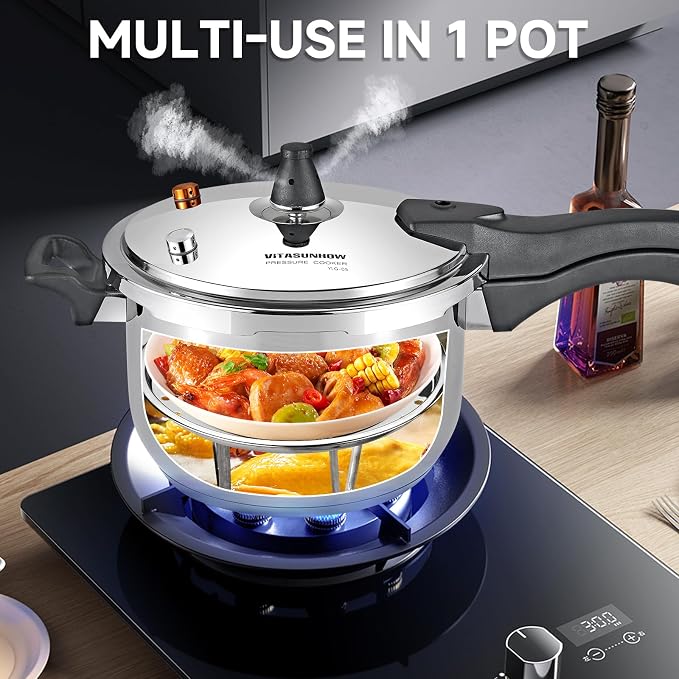 9L Stainless Pressure Cooker – Fast, Safe Stovetop(9-Liter)