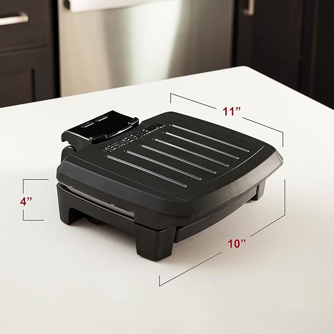 George Foreman® Fully Submersible™ Grill, NEW Dishwasher Safe, Wash the Entire Grill, Easy-to-Clean Nonstick, Black/Grey (Pack of 2)