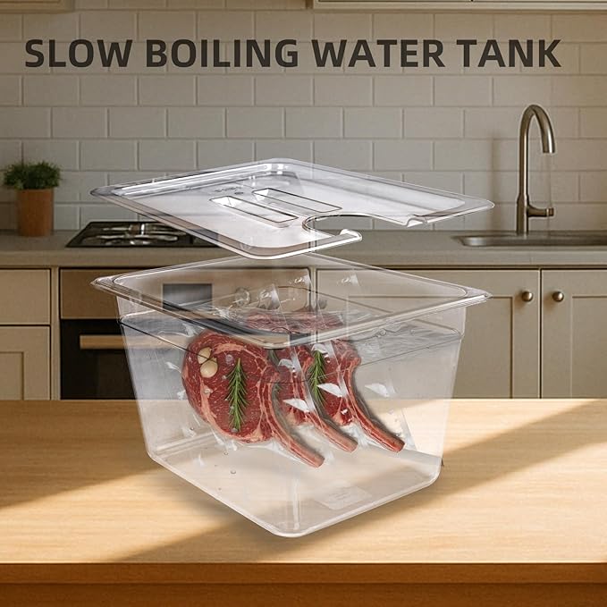 12 QT Sous Vide Container with Lid,Sous Vide Cookers Compatible with Anova, Joule, Nano, Wancle,Perfect for Chicken, Beef,Parties and Professionals (12 qt without racks)