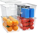 YAN & HIN 4 pcs/set Large Clear Storage Bins with Lids - Stackable, Transparent Pantry Storage with Handles - Nest Nicely for Clutter Organizer (11 "L x 7.5" W x 6.1 "H)