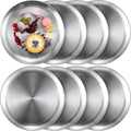 Thenshop 8 Pieces 5.5 Inch Stainless Steel Mini Baking Pans, Small Round Serving Trays, Reusable Metal Plates for Toaster Oven, Mini Pizza, Cookies, Appetizers, Desserts, Camping, Restaurant Kitchen