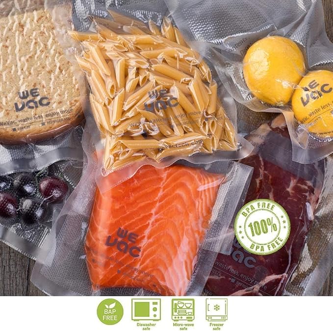 Wevac Vacuum Sealer Bags 100 Quart 8x12 Inch for Food Saver, Seal a Meal, Weston. Commercial Grade, BPA Free, Heavy Duty, Great for vac storage, Meal Prep or Sous Vide