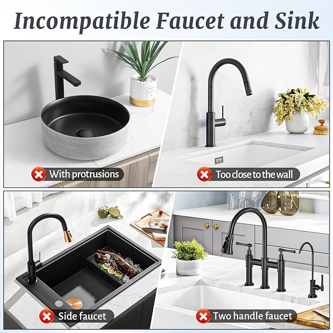 PoYang 14.6 inch Faucet Mat for Kitchen Sink Splash Guard, 7° Slope Silicone Sink Water Splash Guard for Kitchen Sink Area with Snap, Long Sink Protectors for kitchen Sink Sponge Holder, Light Grey