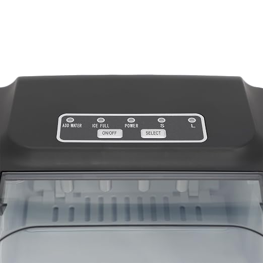 MegaChef 26 Pound Countertop Bullet Ice Maker, Basket and Scooper, Countertop Ice Machine, Easy-Carry Portable Ice (Black)