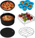 COSORI Air Fryer Accessories, Set of 6 Perfect for Most 5.0 Qt and Larger Ovens, Cake & Pizza Pan, Metal Holder, Rack & Skewers, etc, BPA Free, Nonstick, Dishwasher Safe, 5.8 QT, Black