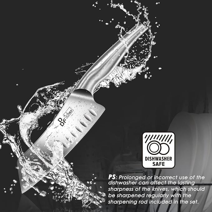 DDF iohEF Kitchen Knife Set with Block, 16 PCS Knife Sets for Kitchen with Block Japanese Stainless Steel, Ultra Sharp Chef Knife Set with Sharpener