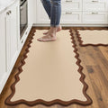 Arenarug Scalloped Kitchen Mats Rugs Sets of 2 Cushioned Anti Fatigue Floor Mat Waterproof Kitchen Rugs Non Slip Foam Comfort Standing Mat for Sink Laundry, Terracota