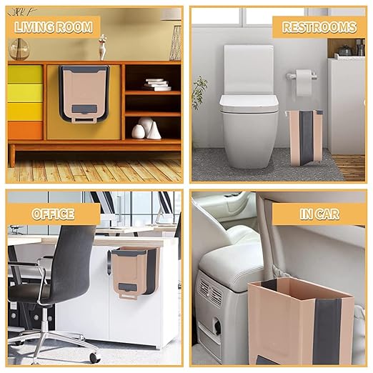 10l Wall-Mounted Kitchen Cupboard Trash Can, Collapsible Food Waste Bin for Cabinets, Ideal for Campervans, Bathrooms, and Motorhomes Coffee