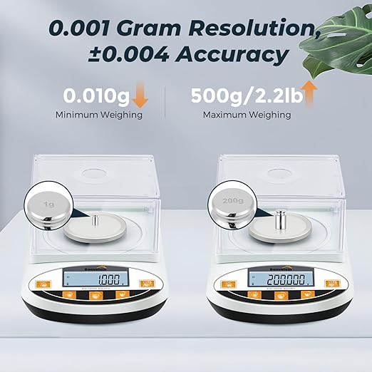 Bonvoisin Analytical Balance 200 gram x 0.001g High Precision Lab Scale Accurate Scientific Laboratory Electronic Scale 1 Milligram Digital Jewelry Weighing Scale with Windshield (200g, 0.001g)