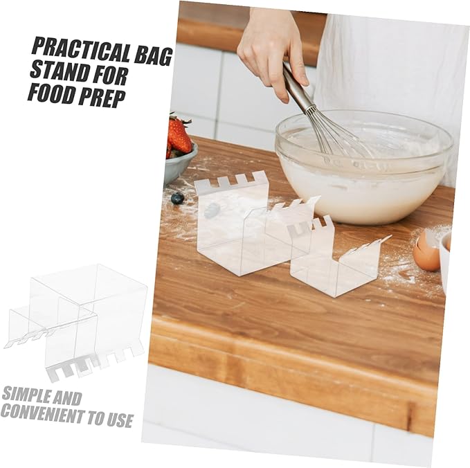 Ciieeo 2Pcs Food Storage Bag Holder Stand for Freezer Bags Serrated Bag Stand for Easy Pouring of Leftovers Prep Bag Holder for Kitchen Organization