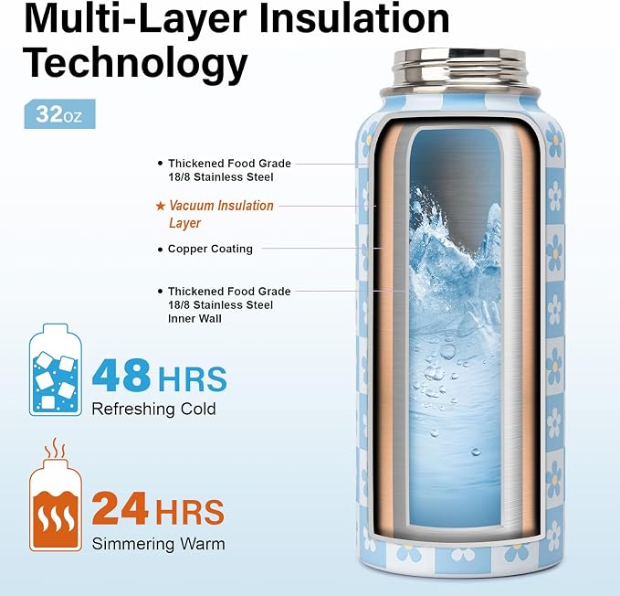 DYSANKY Water Bottle Gift– Insulated Stainless Steel Bottle with Carrier Bag, Strap & Gift Box– BPA-Free– Ideal for Hiking, Camping & Travel 32 oz