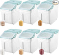 Sunnyray Flour Storage Container Bin,Rice Storage Containers with Wheels Seal Locking Lid, BPA Free with Measuring Cup Scoop for Rice Grain Pet Food Flour (55 Lbs,Blue,6 Pcs)