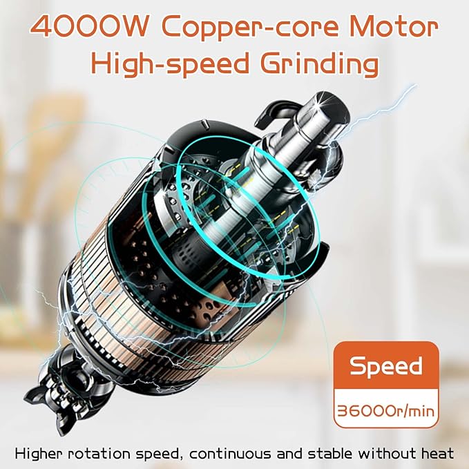 Electric Grain Mill Grinder 3000g High-speed Grain Spice Herb 4000W Dry Grinder Machine 304 Stainless Steel Superfine powder high-speed grain mill 36000r/min for Kitchen Home and Commercial