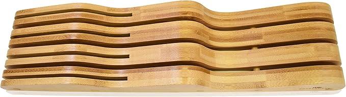 ROYALHOUSE Bamboo Knife Block Holder, In-Drawer Knife Drawer Organizer,Knife Block without Knives, Fit for 7 Knives, Perfect for Home and Chefs, Gift for Any Occasion and Housewarming
