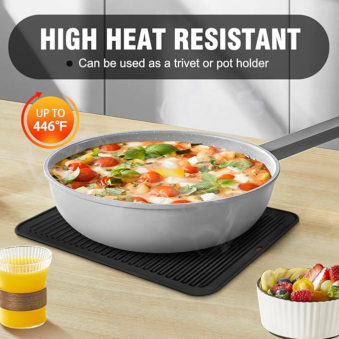 Walfos XXL Silicone Trivet 16" and Large 12" and Round & Square 7", Trivets for Hot Pots and Pans, Heat Resistant Pot Holders Hot Pads for Quartz Countertops, 7 Pack