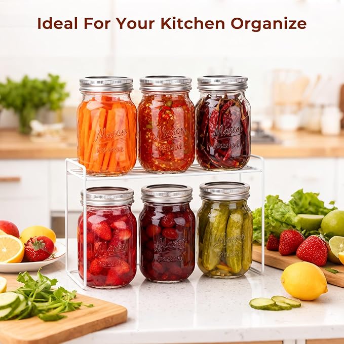 CycleMore 16oz Mason Jars, 12 Pack Canning Jars with Metal Airtight Lids and Bands, Embossed Pint Glass Jars Ideal for Canning, Pickling, Meal Prep, Jam, Honey, DIY Shower/Wedding Favors