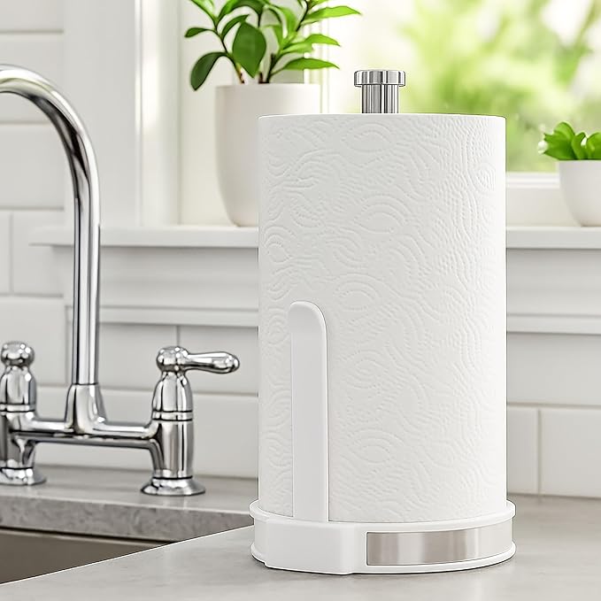Kitchen Details Paper Towel Holder with Deluxe Tension Arm in White