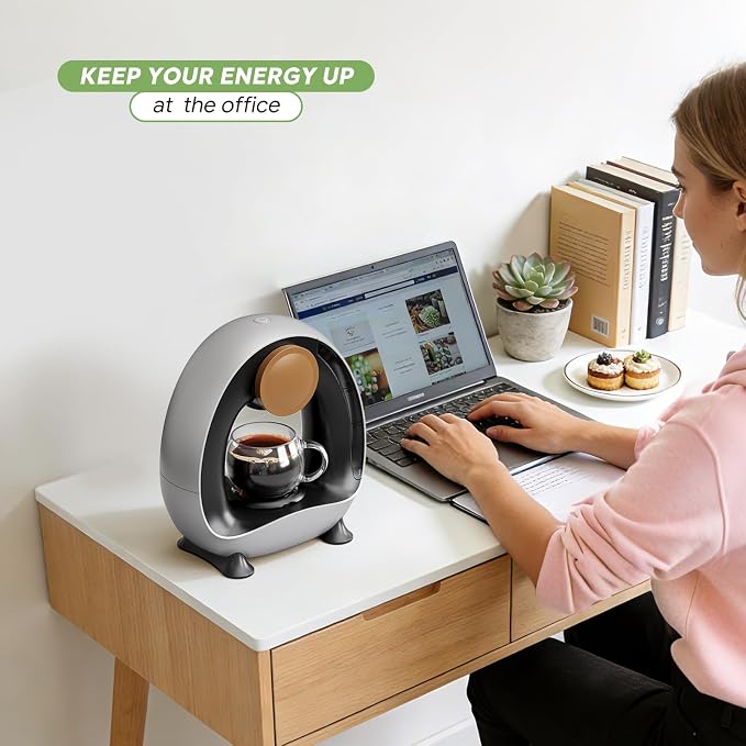 Single Serve Coffee Maker 2 in 1, 1400W Fast Brewer for K-Cup Pods & Ground Coffee, One-Touch Americano & Tea Machine with 2 Reusable Filters, Compact Design for Home Office RV Dorm