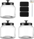 Hyperspace Glass Cookie Jar Food Container with Airtight Black Metal Lid, Medium, 3PCS