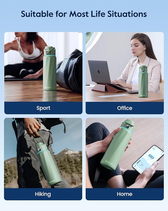 BOOST Smart Water Bottle with Reminder & Tracker, Double Wall Vacuum Insulated Bottles Stainless Steel, 32oz BPA-Free Wide Mouth for School, Gym, Office, Ideal for Father's Day