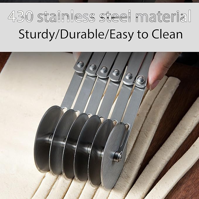 Pastry Cutter 6 Wheels Pizza Cutter Stainless Steel Dough Cutter Baking Tools Scalable Divider