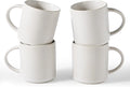famiware Coffee Mug Set for 4, Star 16 oz Catering Mugs Cup Set with Handle for Coffee, Tea, Cocoa, Milk - Ceramic Stoneware Drinkware Set, Matte White