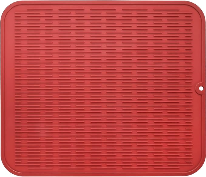MicoYang Silicone Dish Drying Mat for Multiple Usage,Easy clean,Eco-friendly,Heat-resistant Silicone Mat for Kitchen Counter or Sink,Refrigerator or Drawer Liner Red 2XL 24 inches x 18 inches